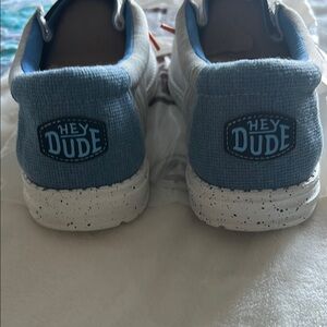 Hey Dude Blue Slip-Ons with Soft Fabric and Textured Sole